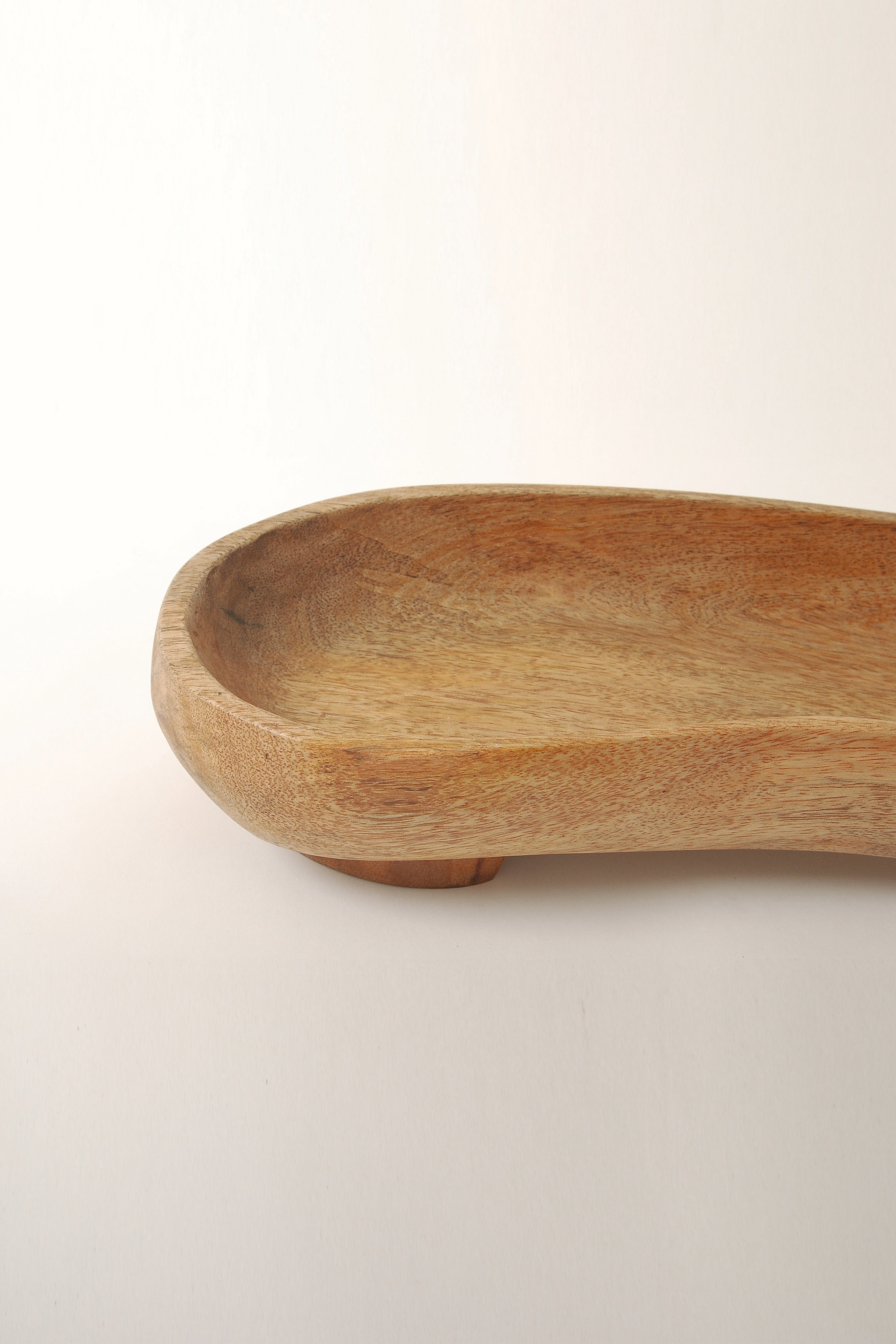 Mango Wood Oblong Footed Serving Tray with Glass Bowl