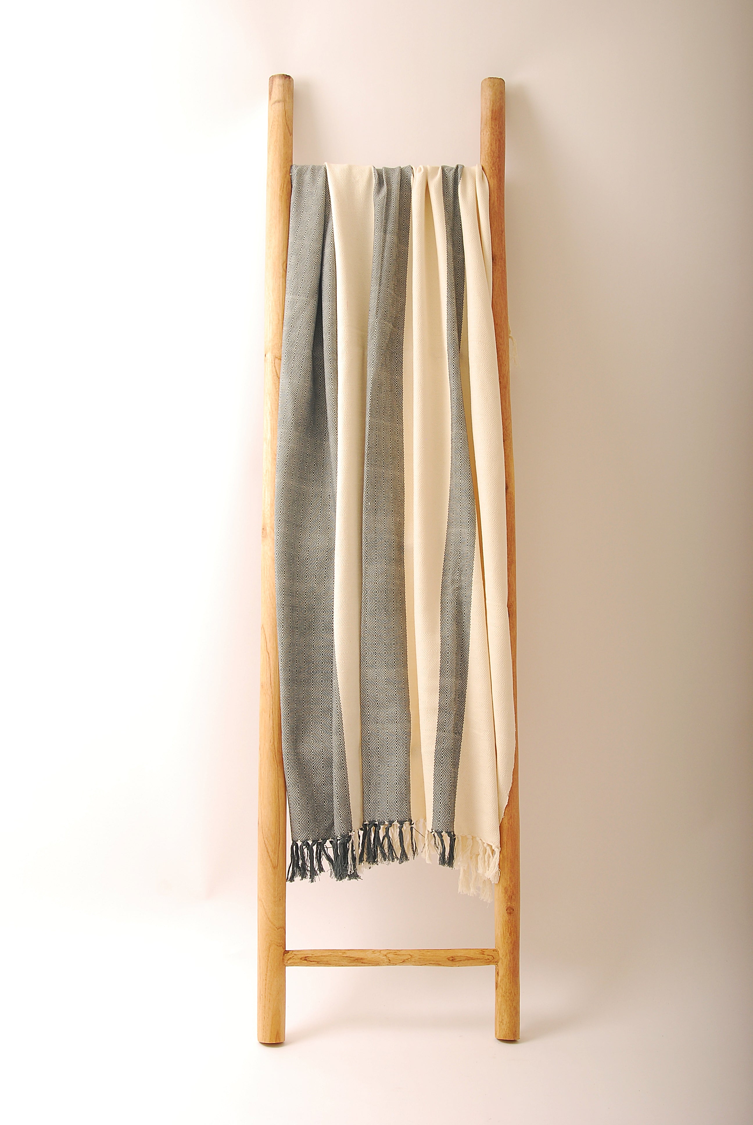 Kwanza Cotton Throw Ivory  Stripe