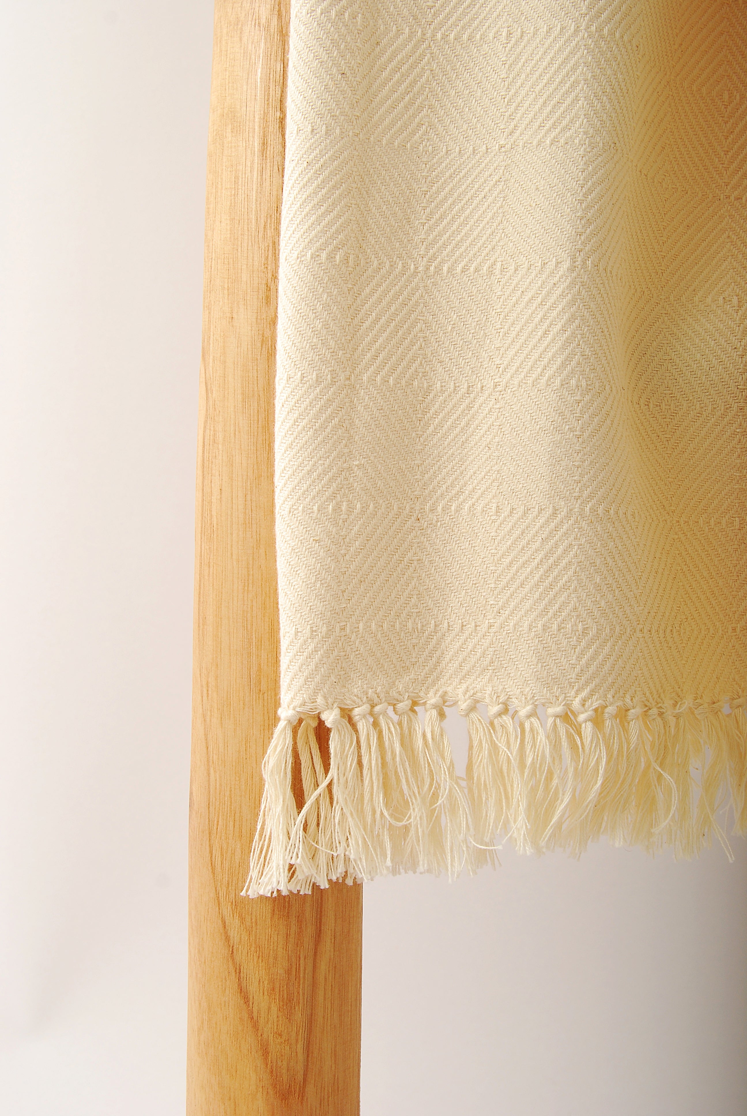 Diamond Stitched Cotton Throws Ivory
