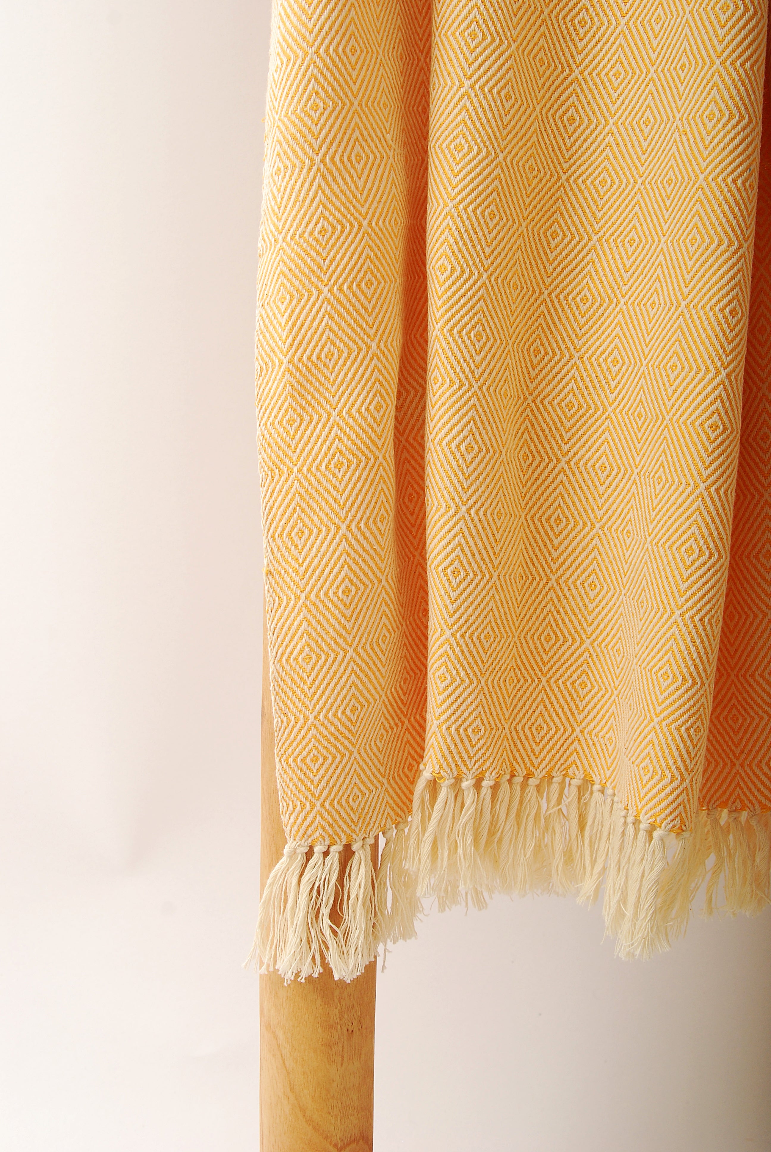 Diamond Stitched Cotton Throws Apricot