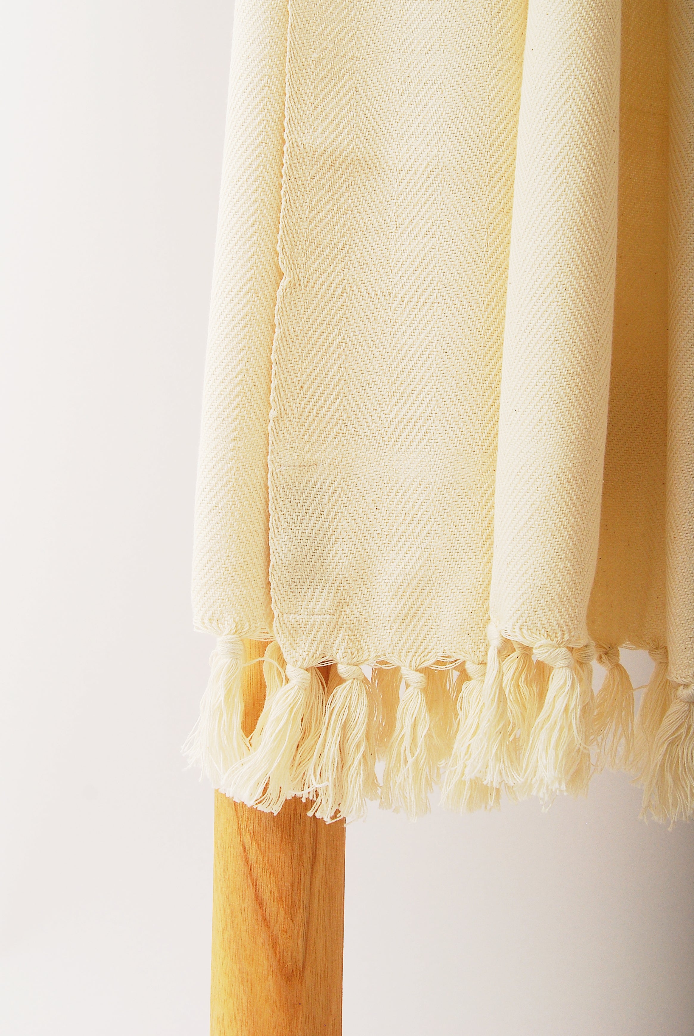 Handwoven Cotton Throw Blanket – Neutral Cream & Gray Stripes