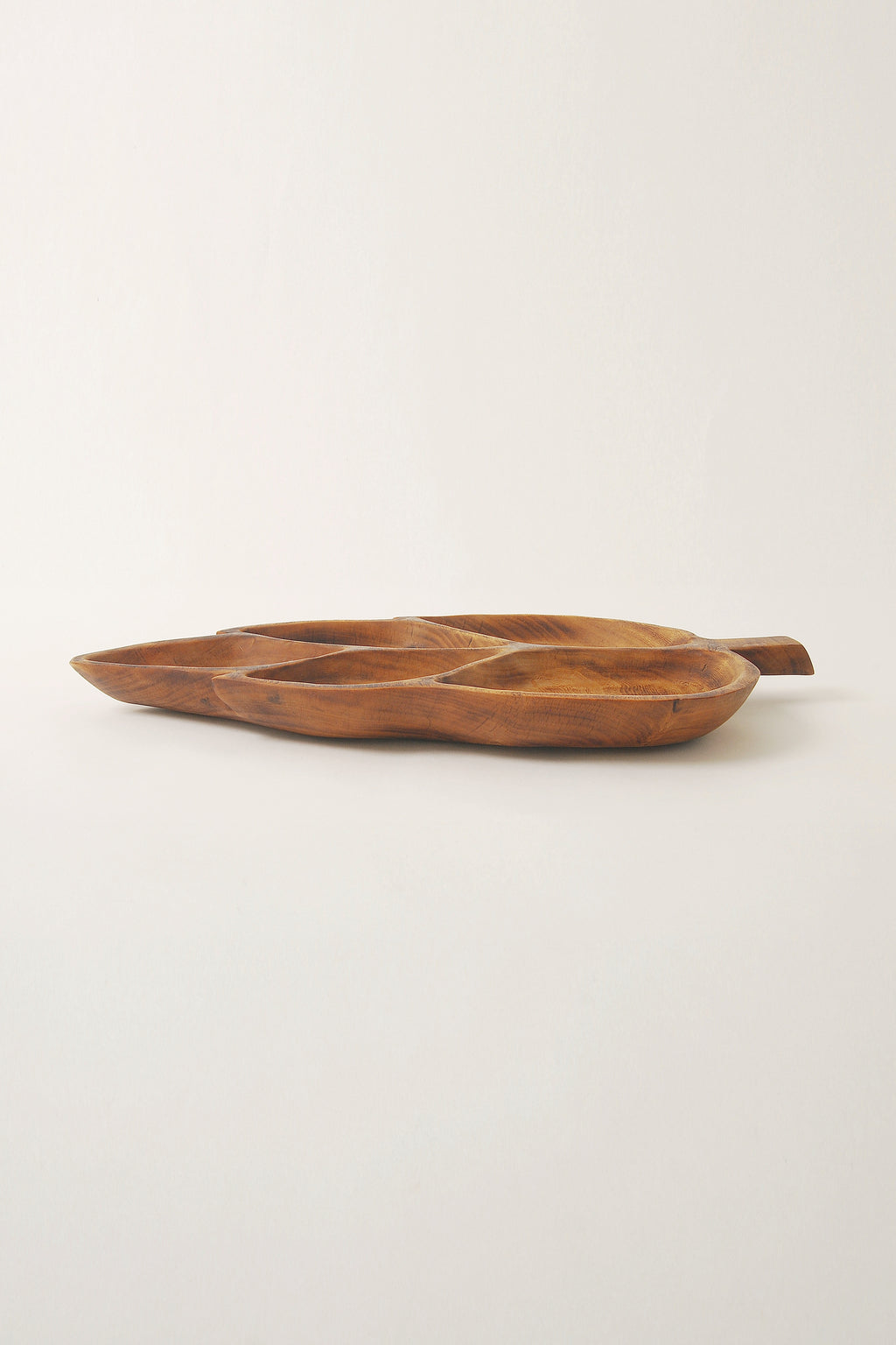 Rustic Wooden Leaf Divided Serving Dish