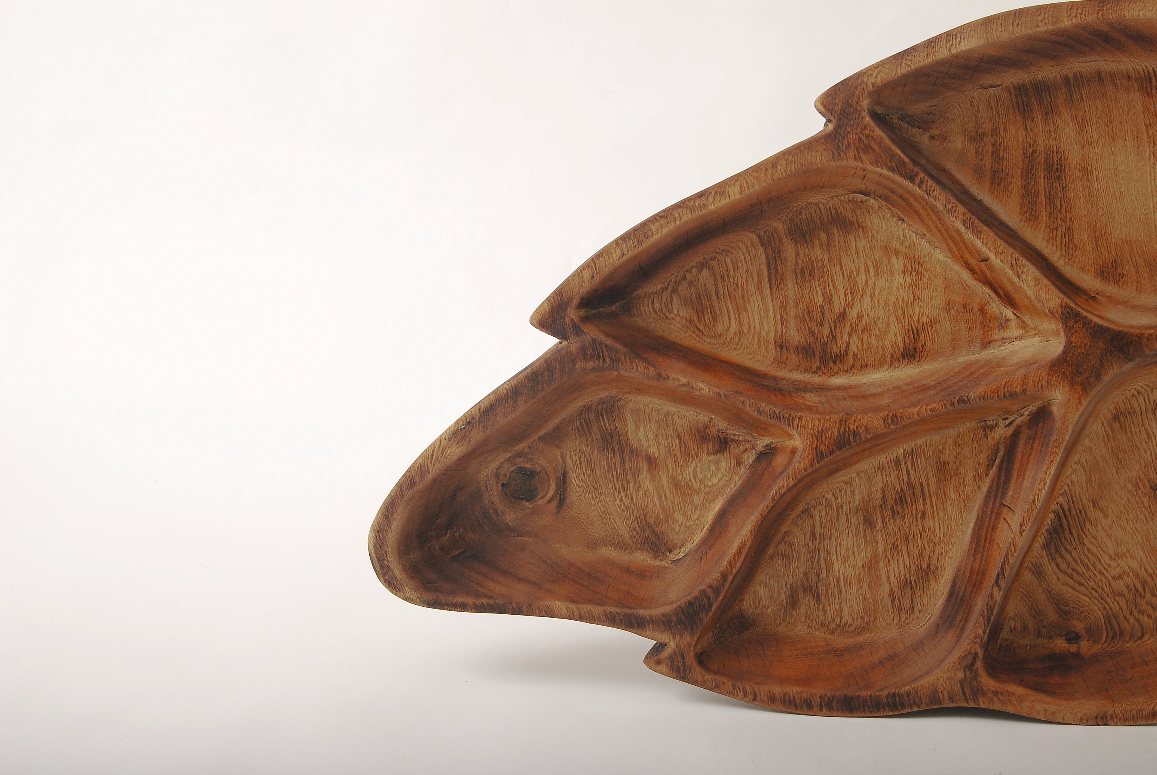 Rustic Wooden Leaf Divided Serving Dish