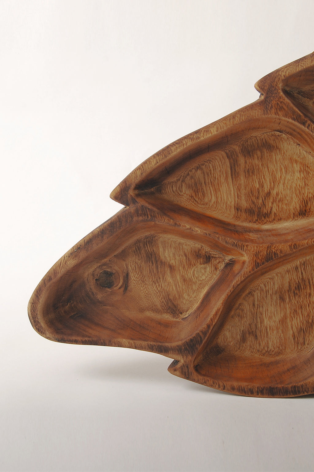 Rustic Wooden Leaf Divided Serving Dish
