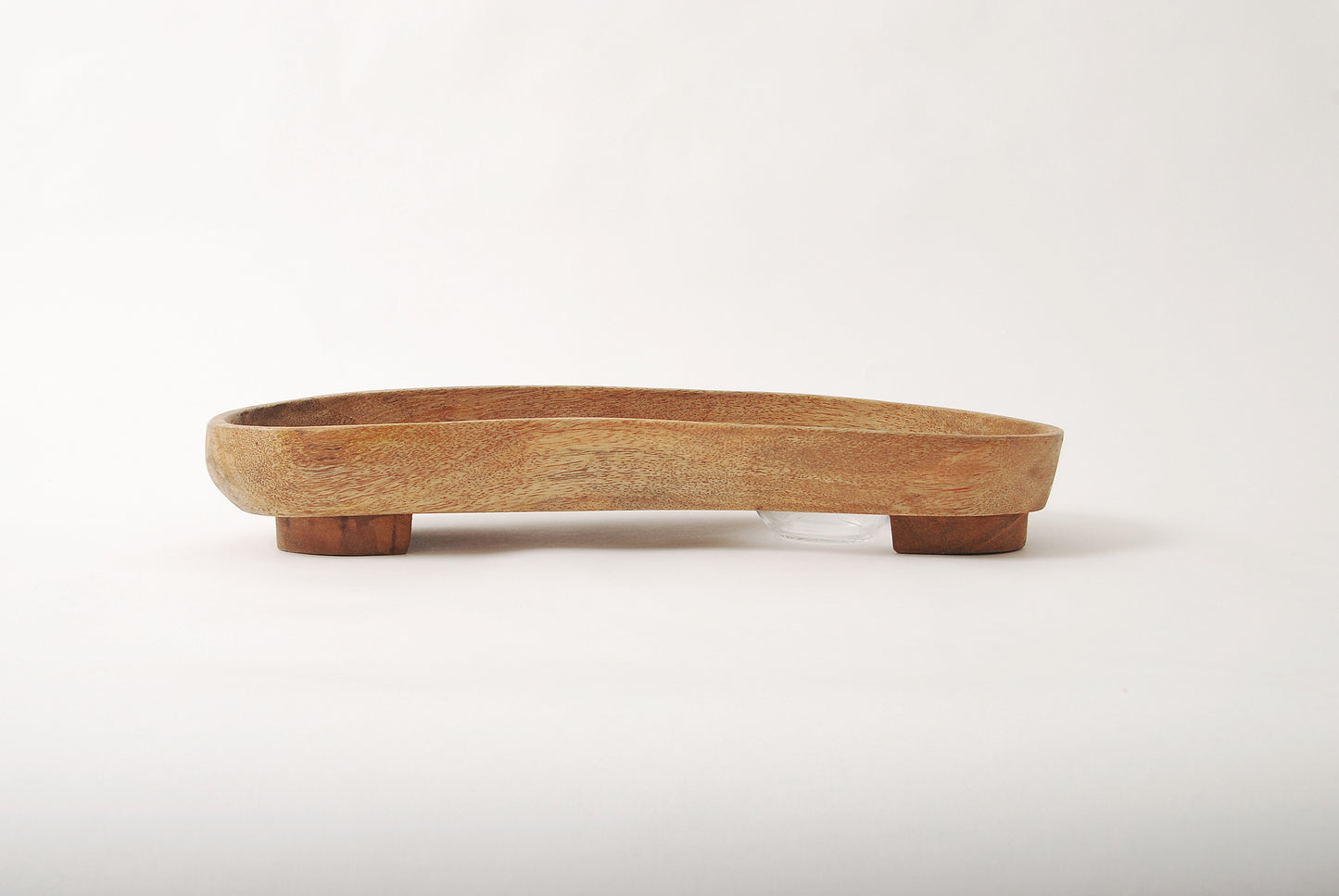 Mango Wood Oblong Footed Serving Tray with Glass Bowl