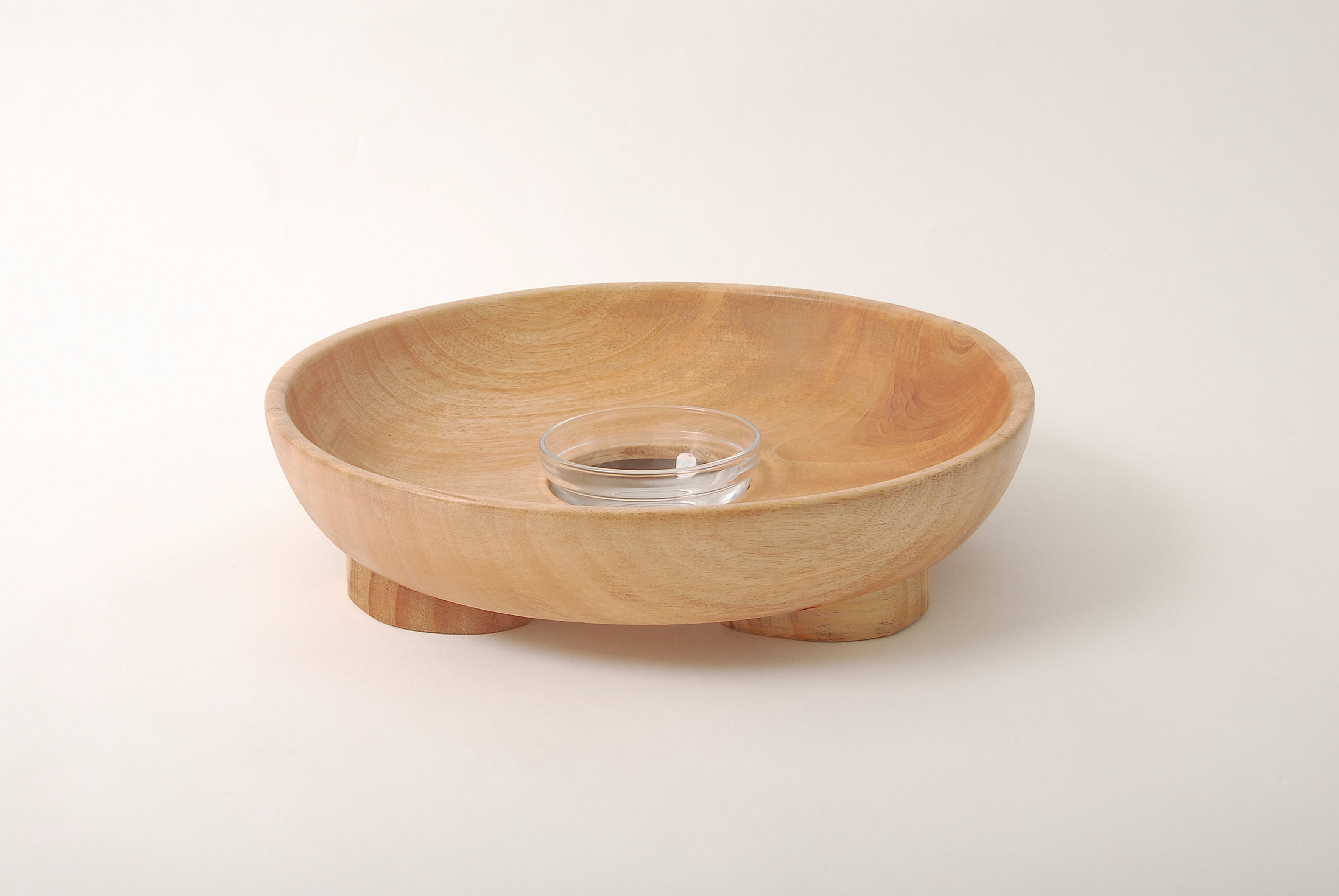 Mango Round Footed Serving Tray with Glass Bowl