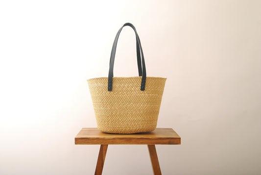 Handwoven Natural Grass Tote Bag