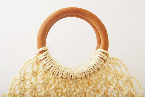 Handwoven Sisal Tote Bag with Wooden Handles – Artisan Made