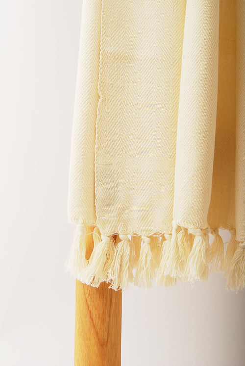 Handwoven Cotton Throw Blanket – Neutral Cream & Gray Stripes